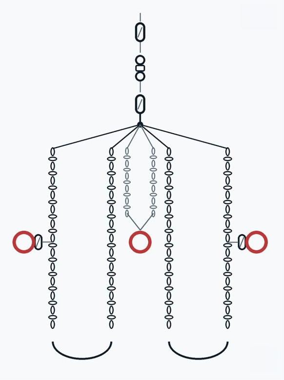 Technical drawing of the chain apparatus with side anchors